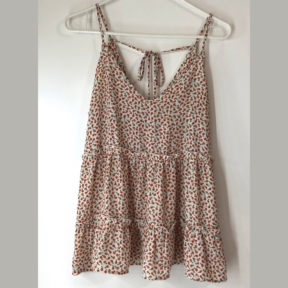 Sienna Sky Bohemian Ditsy Floral Dainty Spaghetti Strap Tier Top Small